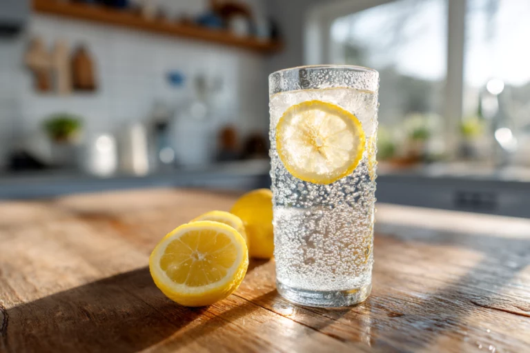Ice Water Hack to Lose Weight glass on kitchen table