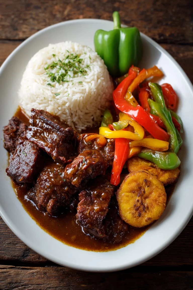 Ingredients for peppered steak Jamaican recipe
