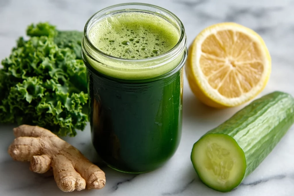 Green Brazilian Mounjaro Detox Drink with ingredients