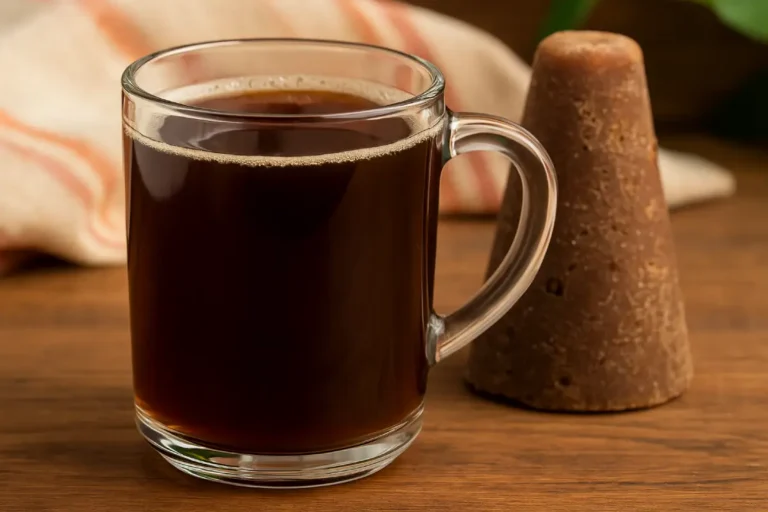 Traditional Costa Rican tea recipe served in a rustic clay mug with tapa de dulce on the side